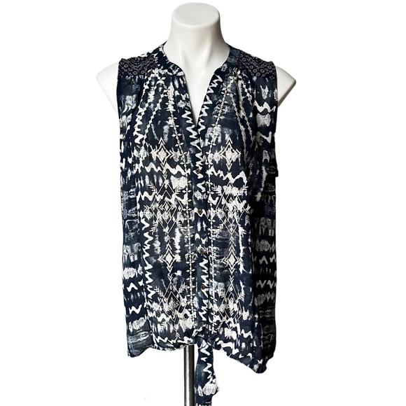 Artesia V-Neck Sleeveless Tie Front Top, Sz L - Picture 5 of 12